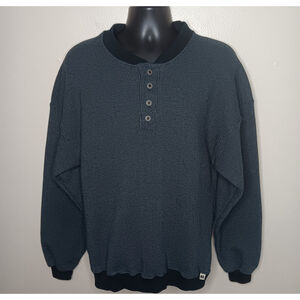 VTG 90s Russell Athletic Men's Medium Henley Sweatshirt Gray Waffle Knit USA EUC